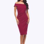 Zaliea Off Shoulder Fitted Dress Z0223 - Thumbnail Image 1