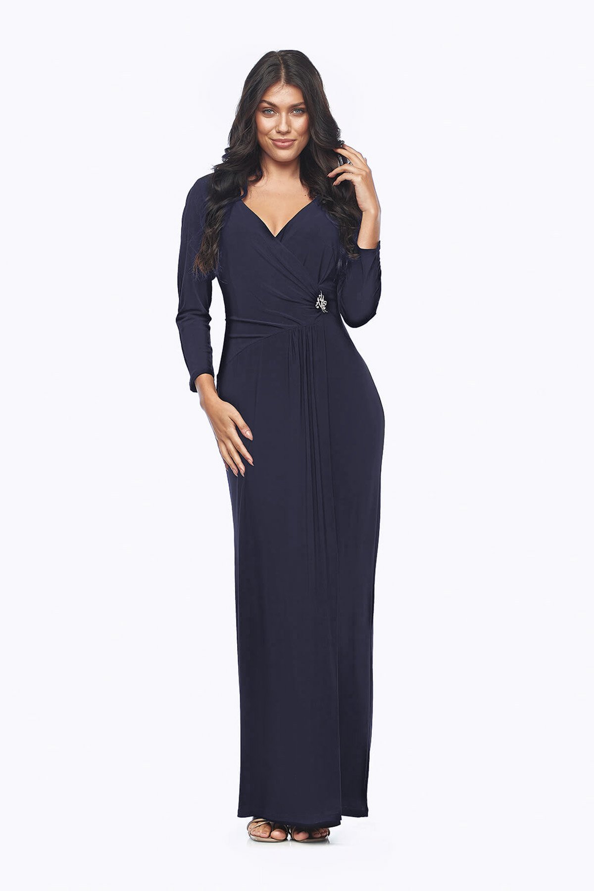 Zaliea Long Sleeve V Neck Long Dress Z0244 - Image 2
