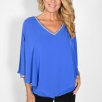 Frank Lyman Diamante V Neck Cuff Overlay Top 232141 - Thumbnail Image 1