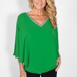 Frank Lyman Diamante V Neck Cuff Overlay Top 232141 - Thumbnail Image 2