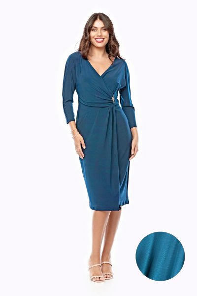 Zaliea Side Gather V Neck Dress Z0317