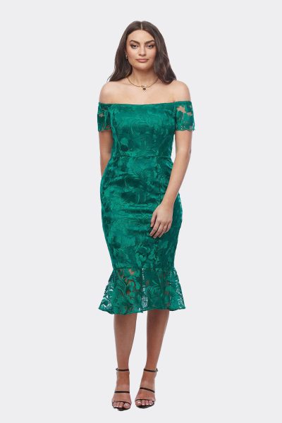 Zaliea Off Shoulder Embroidered Lace Dress Z0411