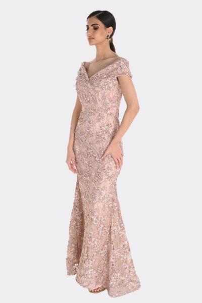 Frank Lyman Embroid Lace Long Dress 259716