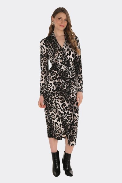 Frank Lyman Wrap Style Long Sleeve Dress 254217