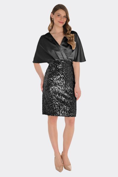 Frank Lyman Satin Sequin Dress 254162