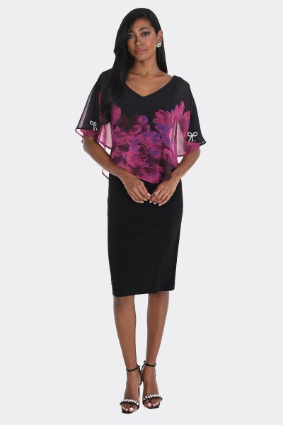 Print Chiffon OverLay Dress Begonia 259348 CC36214 front