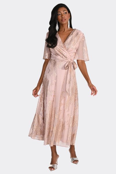 Fit Flare Wrap Dress Lychee 268305 CC36648 front