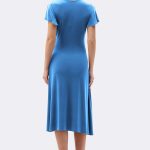 Silky Knit Wrap Dress With Ruffled Sleeves Blue 262140 CC36892 back