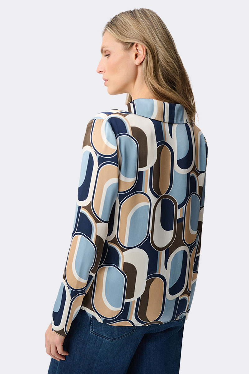 Recycled Satin Geometric Top Blue 263071 CC36976 back