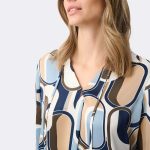 Recycled Satin Geometric Top Blue 263071 CC36976 closeup