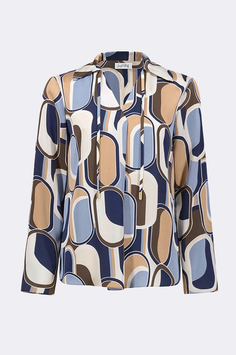 Recycled Satin Geometric Top Blue 263071 CC36976 main
