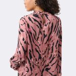 Textured Satin Animal Print Cowl Top Pink 263003 CC36943 back