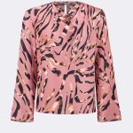 Textured Satin Animal Print Cowl Top Pink 263003 CC36943 main