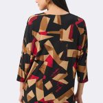 Silky Knit Abstract Print Boxy Tunic Black Red 263224 CC37140 back