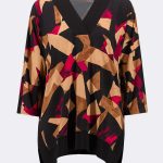 Silky Knit Abstract Print Boxy Tunic Black Red 263224 CC37140 main