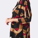 Silky Knit Abstract Print Boxy Tunic Black Red 263224 CC37140 side