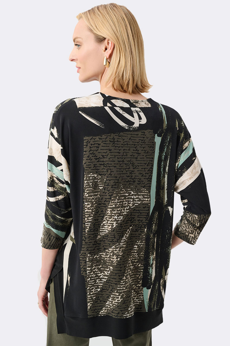 Silky Knit Abstract Print Boxy Tunic Stone 263224 CC37140 back