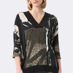 Silky Knit Abstract Print Boxy Tunic Stone 263224 CC37140 front2