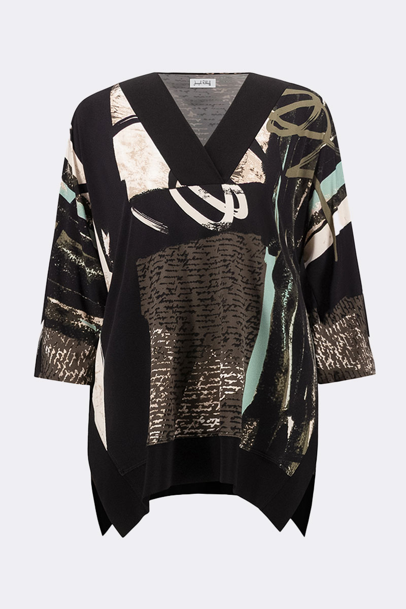 Silky Knit Abstract Print Boxy Tunic Stone 263224 CC37140 main