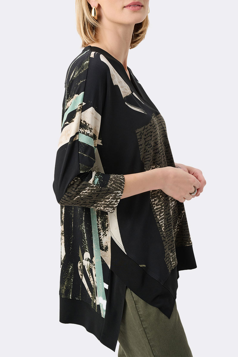 Silky Knit Abstract Print Boxy Tunic Stone 263224 CC37140 side