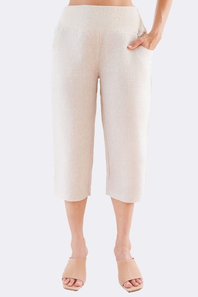 3 4 Rib Waist Pant Natural SA136 CC37044 front
