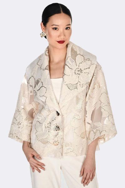 3 4 Sleeve Collared Jacket Vanilla Gold 269124 CC37452 front