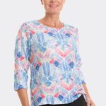 3 4 Sleeve Crushed Top Blue 46960 CC37104