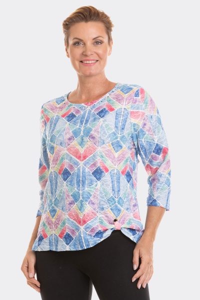3 4 Sleeve Crushed Top Blue 46960 CC37104 side