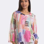3 4 Sleeve Round Neck Knit Top Pink 46708 CC37100 2