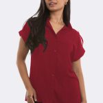Cap Sleeve Tab Shoulder Shirt Red 84243 CC37106