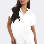 Cap Sleeve Tab Shoulder Shirt White 84243 CC37106