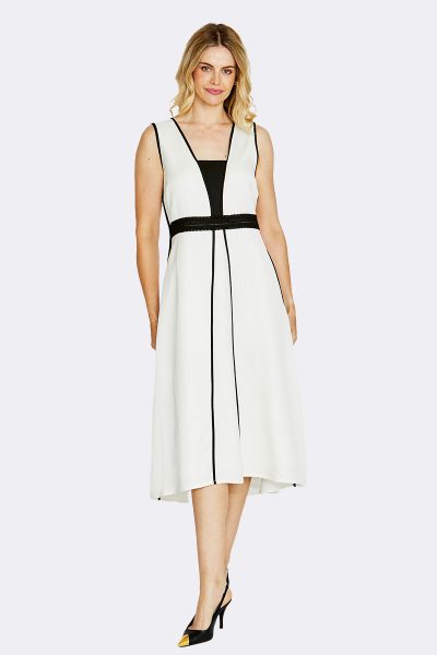 Contrast Sleeveless Maxi Dress Vanilla P615500 CC37481 front 2