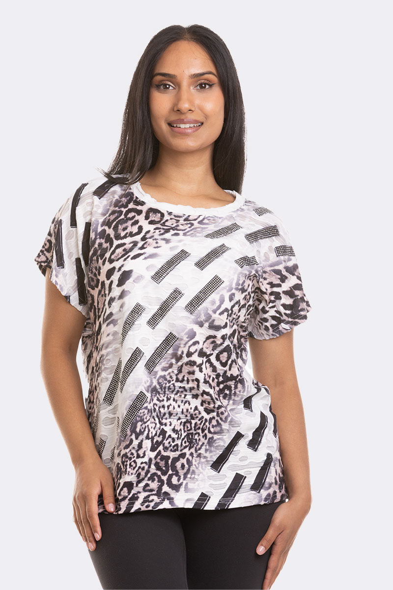 Diam Trim Short Sleeve Top Pink 95274 CC37096