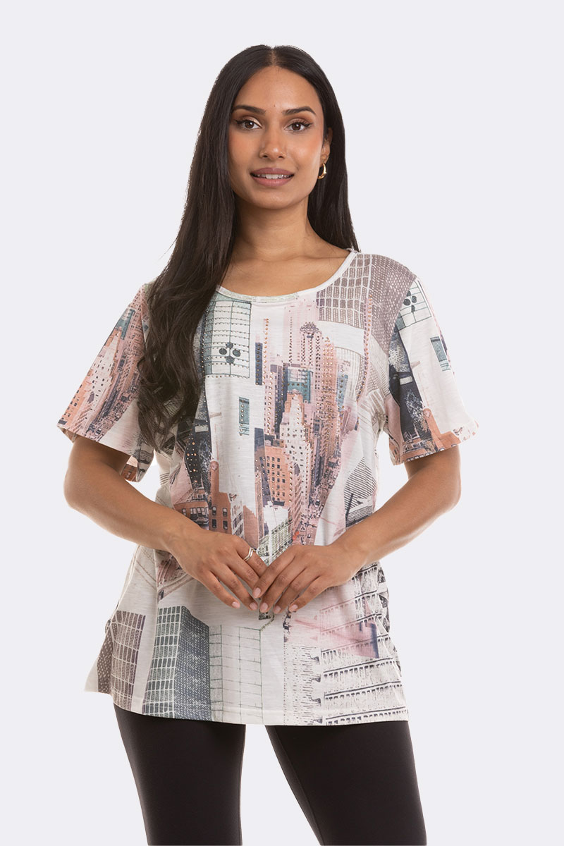 Diamonte Print Tee Pink Ma1010 CC37101 2