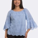 Elbow Sleeve Broderie Top Sky M 1916 CC37103