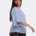 Elbow Sleeve Broderie Top Sky M 1916 CC37103 2