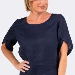 Envelope Sleeve Top Navy SA118 CC37038 front
