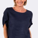 Envelope Sleeve Top Navy SA118 CC37038 front 2