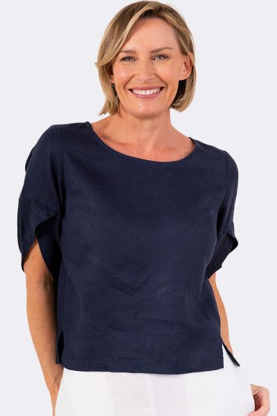 Envelope Sleeve Top Navy SA118 CC37038 front 2