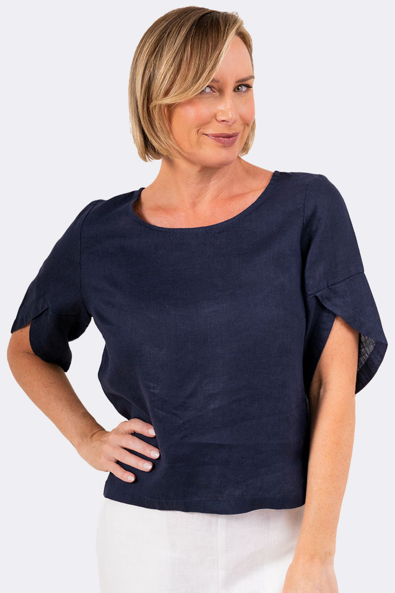 Envelope Sleeve Top Navy SA118 CC37038 front