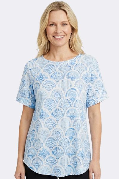 Flutter Sleeve Burnout Tee Blue S2638628 CC37164