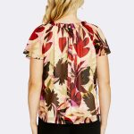 Flutter Sleeve Print Top Pink Beige P615336 CC37518 back