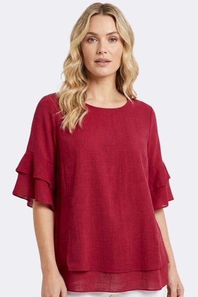 Frill Sleeve Layer Top Berry S2666569 CC37171 model