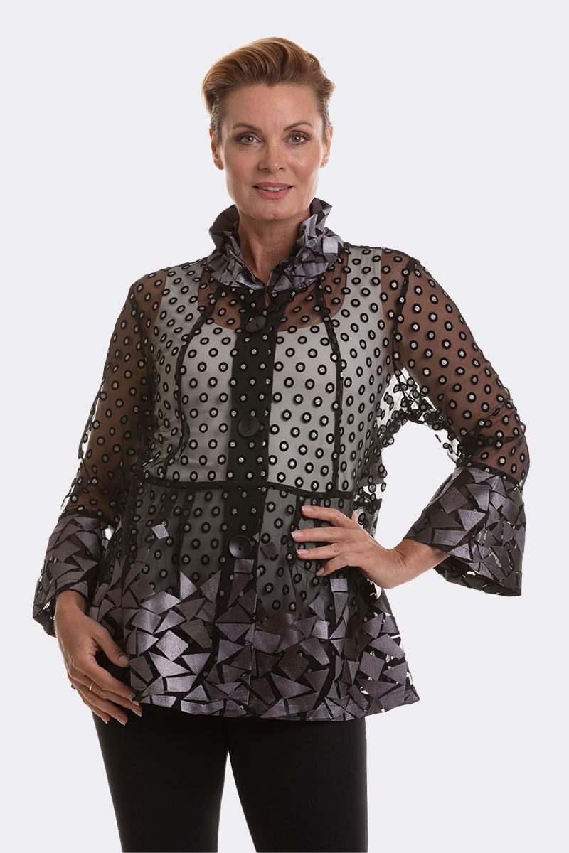 High Neck Mesh Jacket Black Silver 34835 CC37094 2