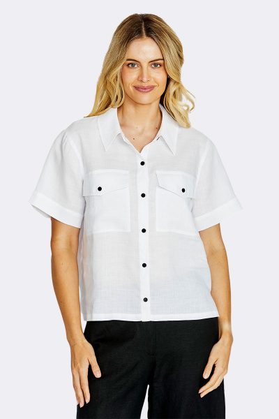 Short Sleeve Crop Shirt Vanilla P615366 CC37479 front