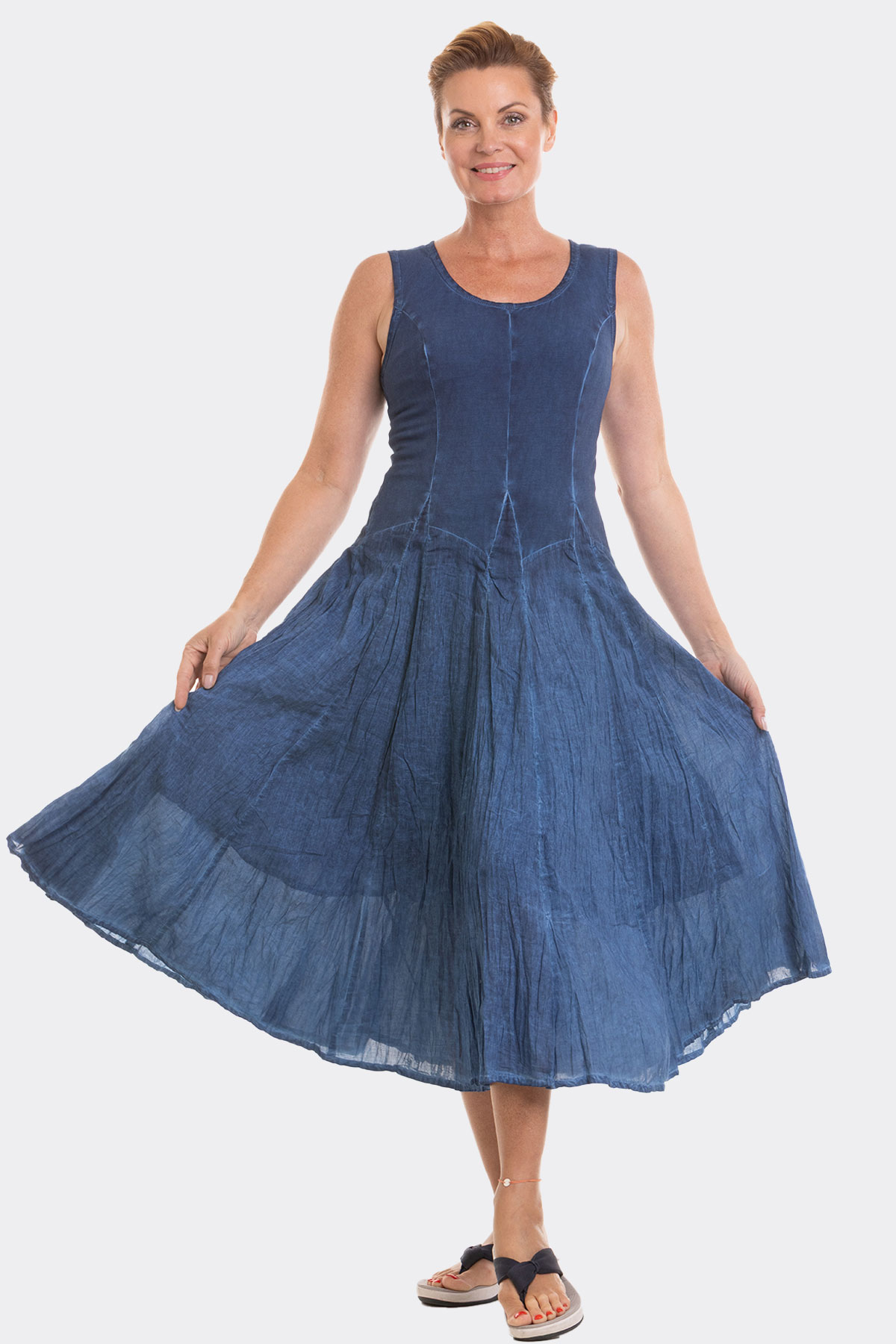 Sleeveless 2 Way Midi Dress Denim 71508 CC37110