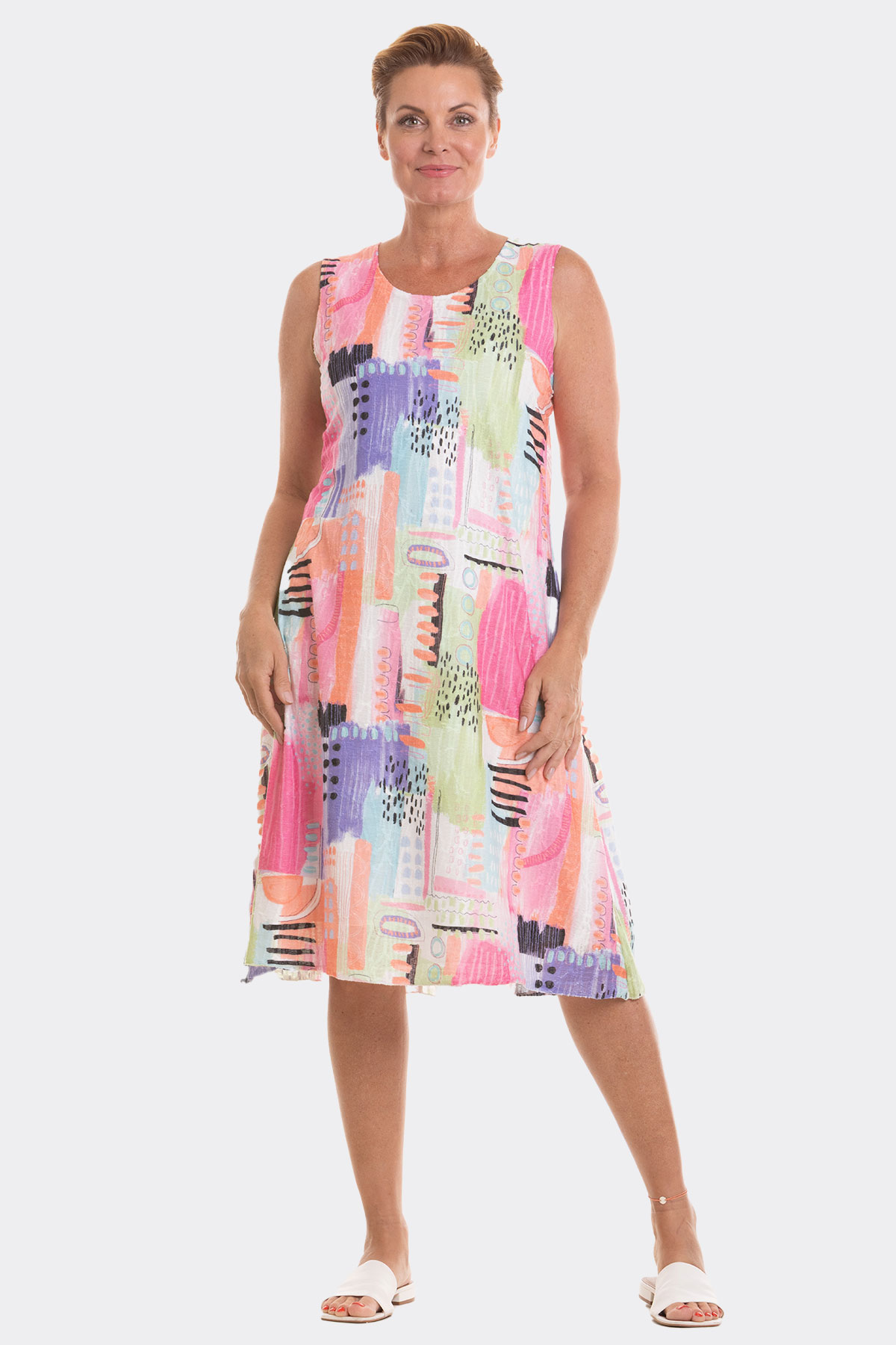 Sleeveless A Line Knit Dress Pink 46900 CC37108