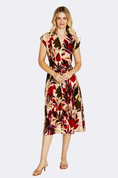 Sleeveless Collared Zip Dress Pink Beige P615540 CC37523 front