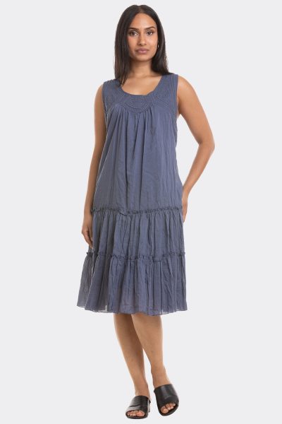 Sleeveless Embroid Layer Dres Denim 71513 CC37109
