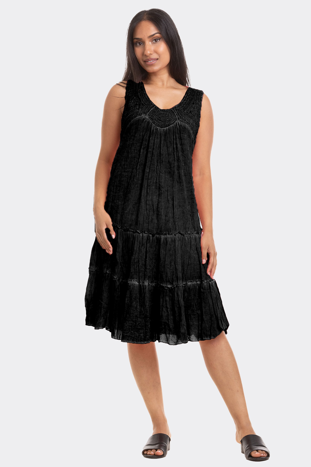 Sleeveless Embroidered Dress Black 71312 CC37634